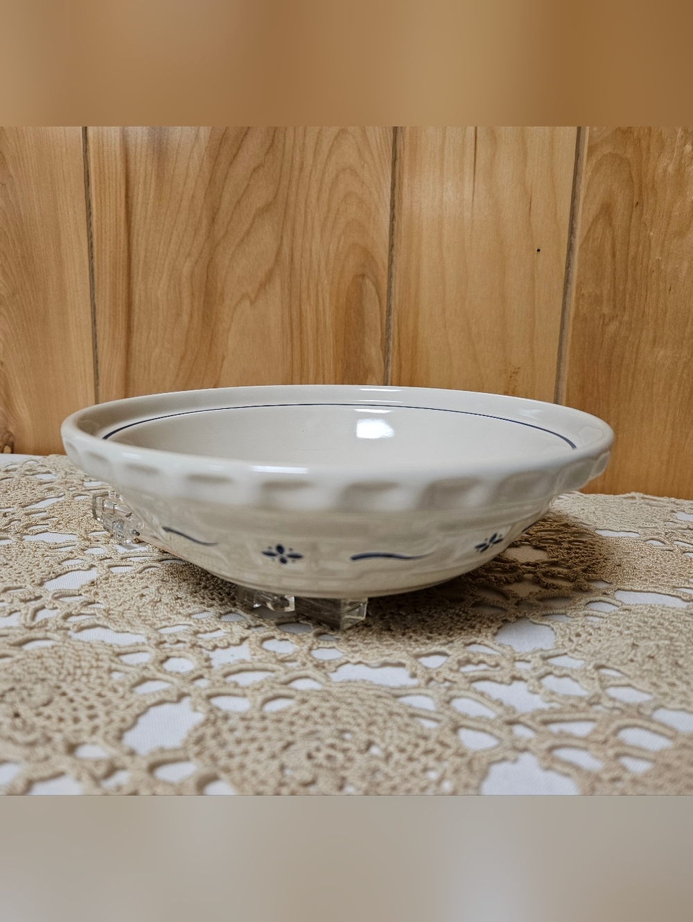 Longaberger Pottery 7" Pie Baking Plate Woven Traditions Blue - Picture 5 of 6